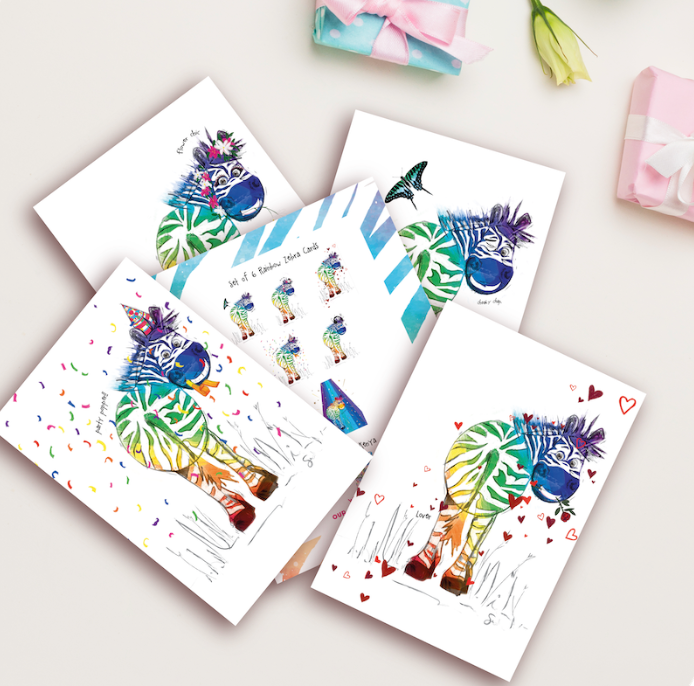 Set of 6 Zebra Occasion cards