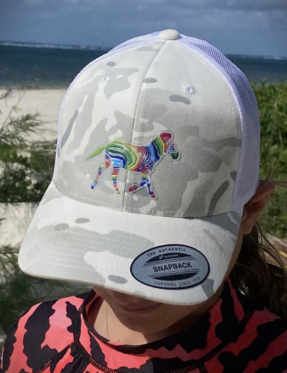 Designer Snapback Trucker  Cap - Rainbow Zebra