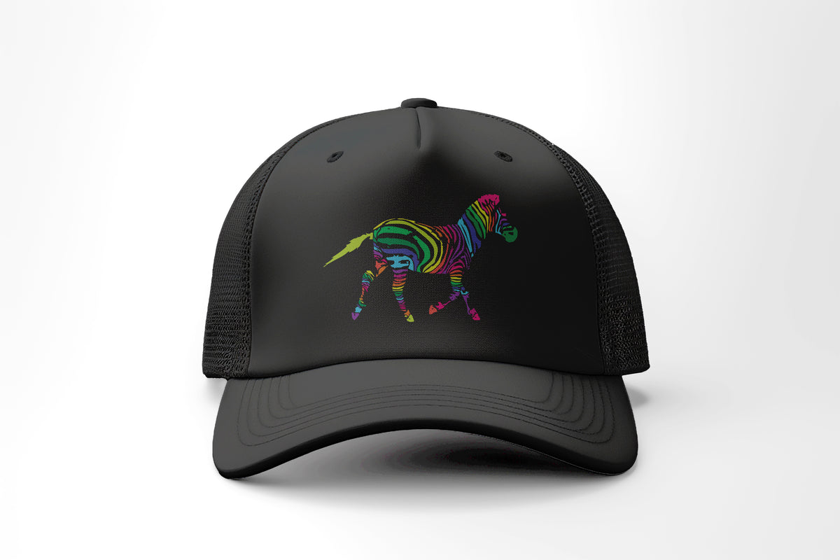 Rainbow Zebra Trucker Cap