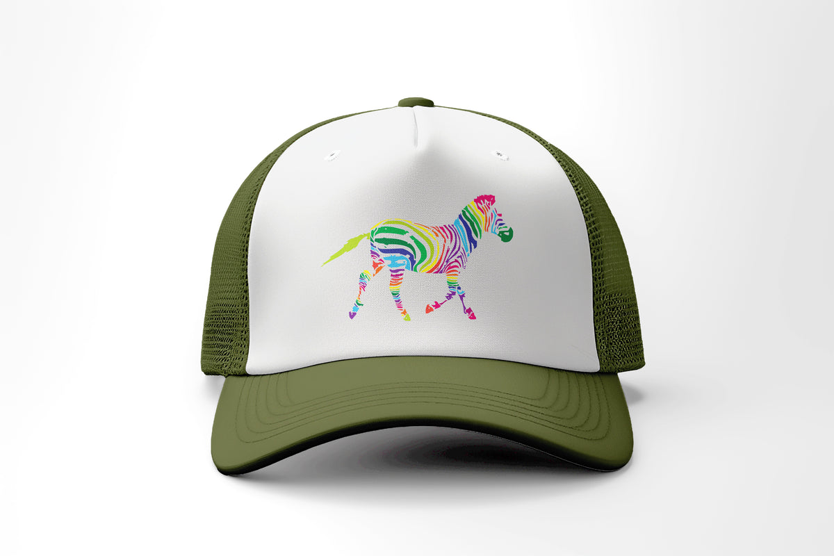 Rainbow Zebra Trucker Cap