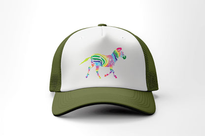 Rainbow Zebra Trucker Cap